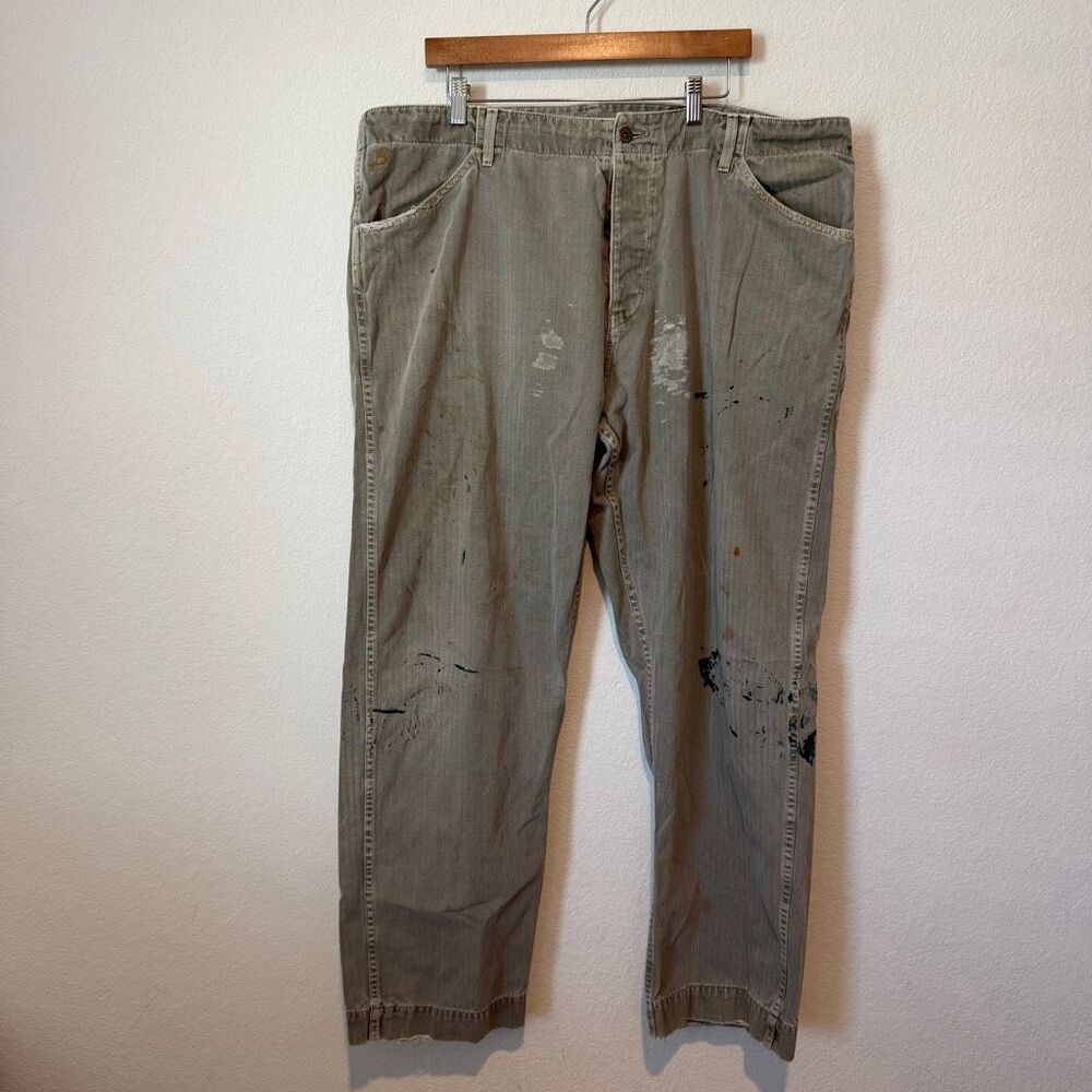 Bridwell Gray Twill Flat Front Straight Leg Carpenter Pants Men's Size 42